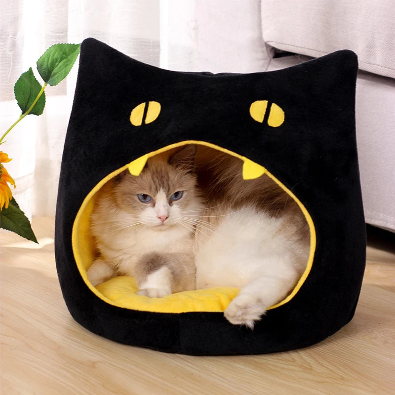 Cats Bed Halloween Goods Warm Houses and Habitats Winter Pet Christmas Puppy Accessories Dog All Kitten Supplies House Accessory